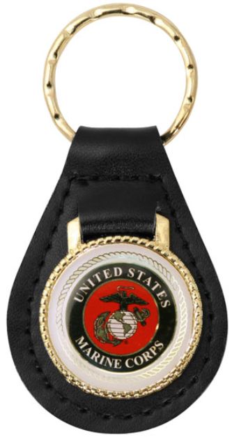 US Marine Corp Crest on Leather Key Fob