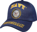 Navy Veteran Embroidery with crest Blue Ball Cap