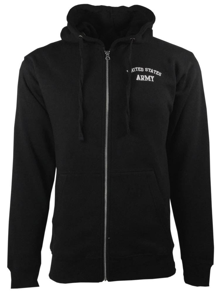Army Black Fleece Zip Up Hoodie