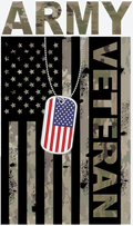 Army Veteran Flag with Dog Tags