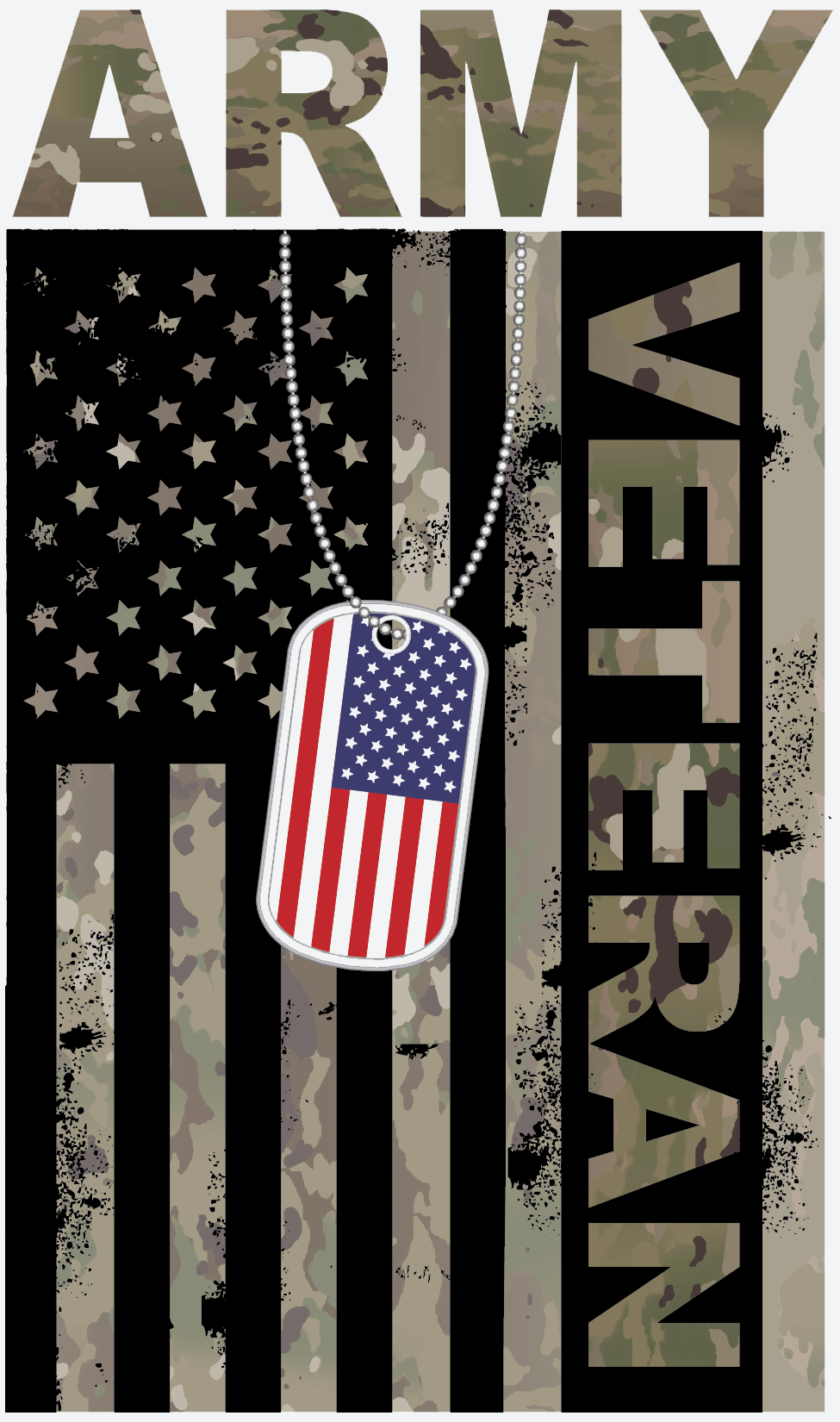 Army Veteran Flag with Dog Tags