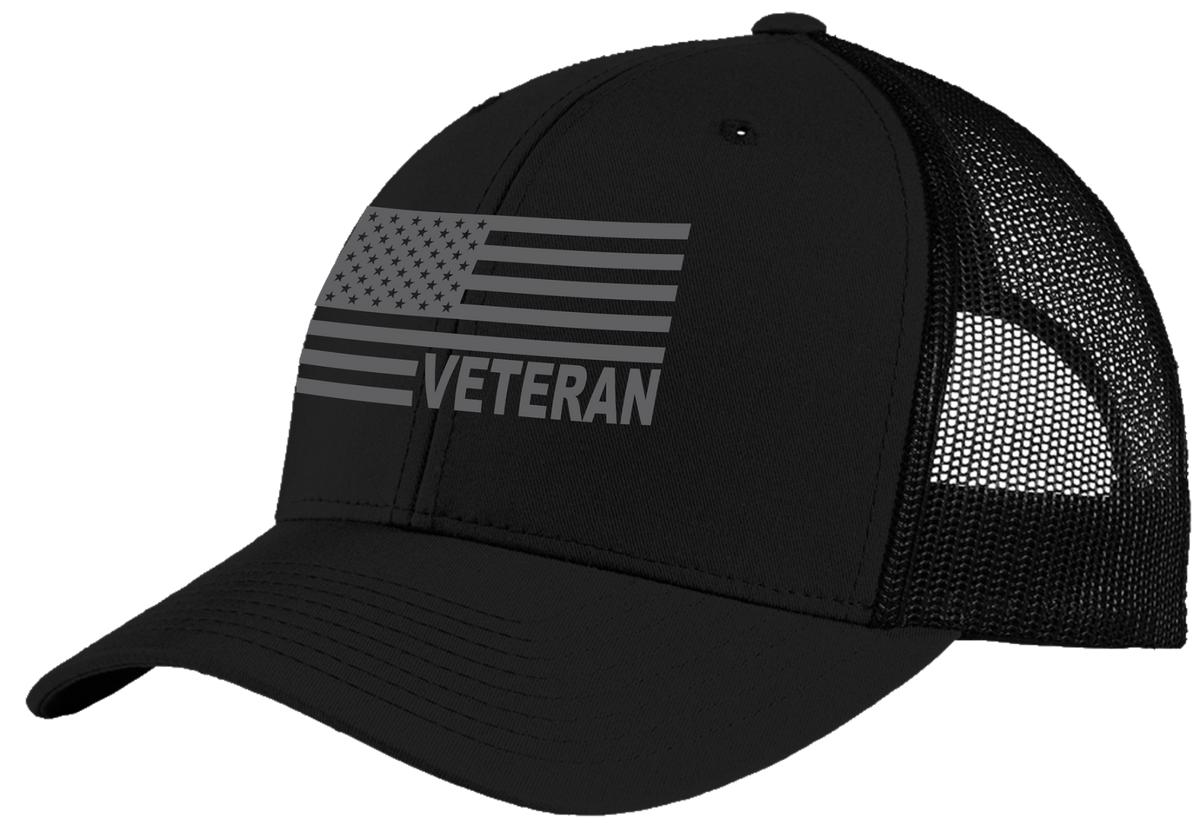 American Flag Veteran on Black Structured Cap