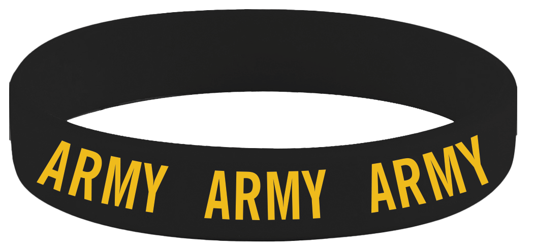 Army Text Yellow Imprint on Blk Bracelet