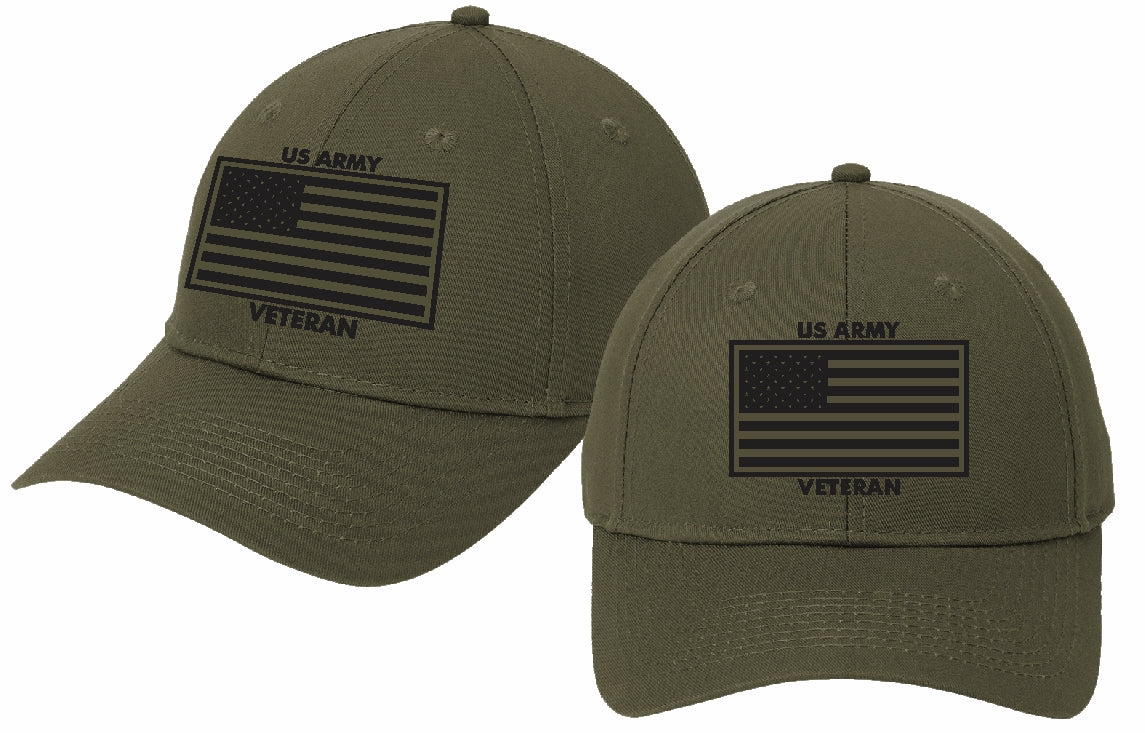 Army Veteran American Flag Olive Cap
