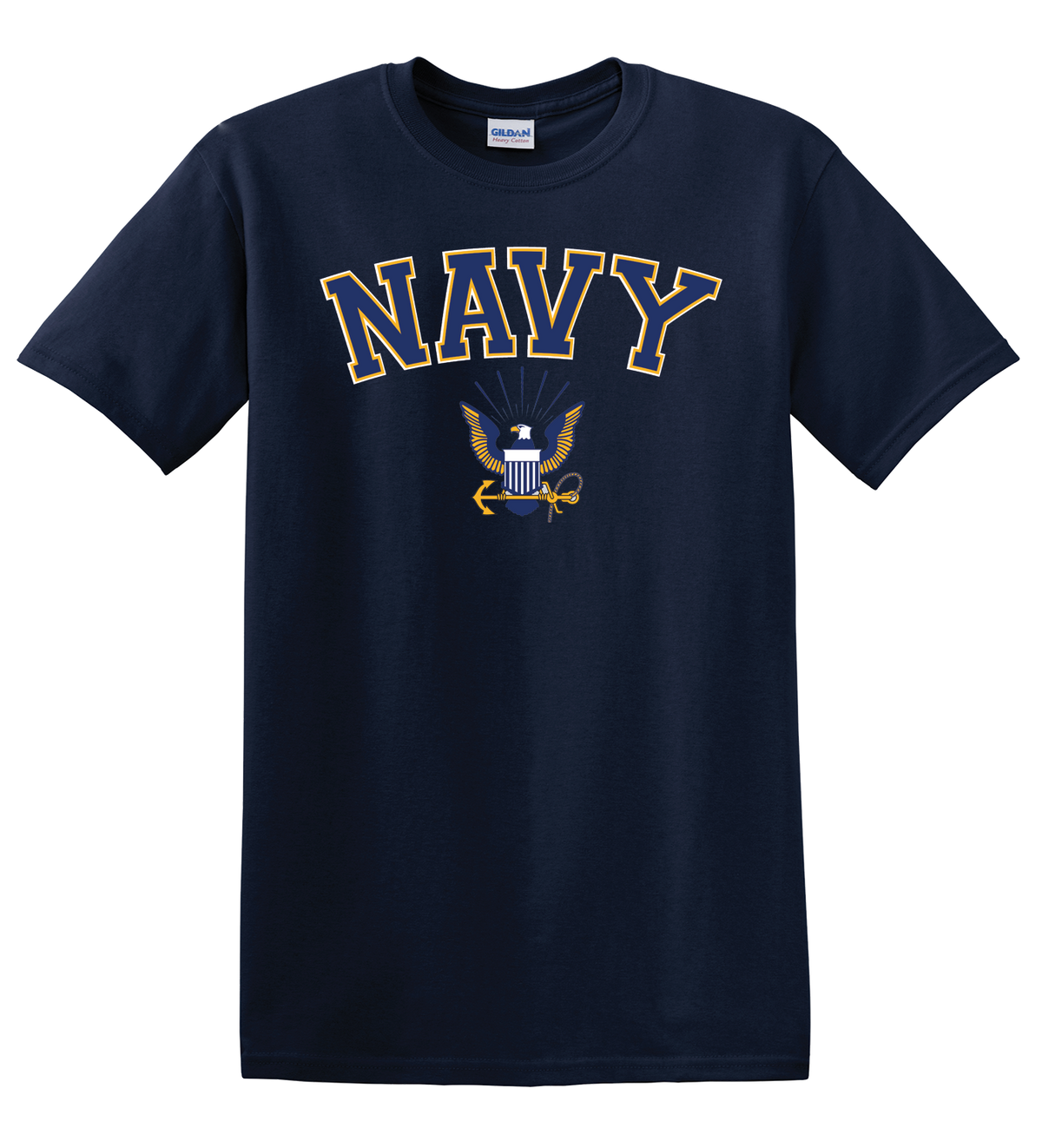Navy Heat Transfer on Blue T-Shirt(LG)