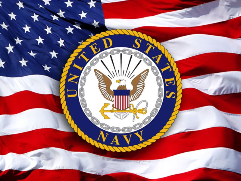 Sm Magnet -American Flag Navy Crest