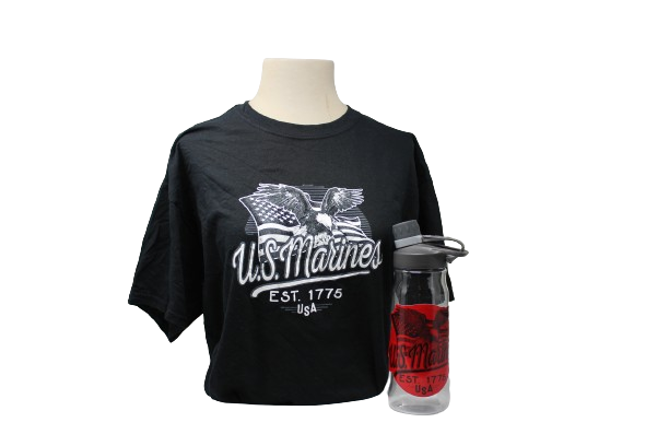 United States Marines Shirt/Water Bottle Gift Pack
