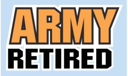 Mylar Decal -Army Retired 5.125"x2.9375"