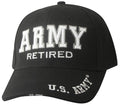 US Army RETIRED Embroidered over 3-D Foam on Black Ball Cap in multi-position