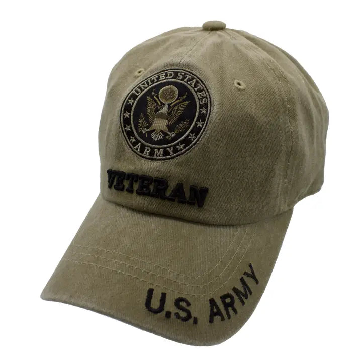 Army Veteran Khaki hat with Emblem