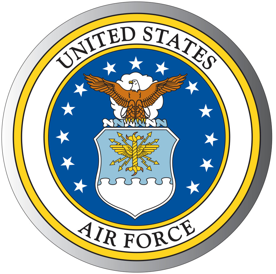 Silver Reflective Sticker United States Air Force Crest 3" Round