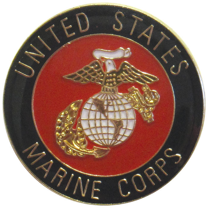 United States Marine Corps with Marine Corps Crest on 3/4" Round Lapel Pin