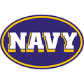 Oval Navy Block Letters on Blue Magnet