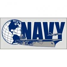 Navy with Globe and and Ship 6.25''x3'' Decal