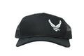 Air Force DEMB on Left Panel on Black  Snapback Trucker Cap