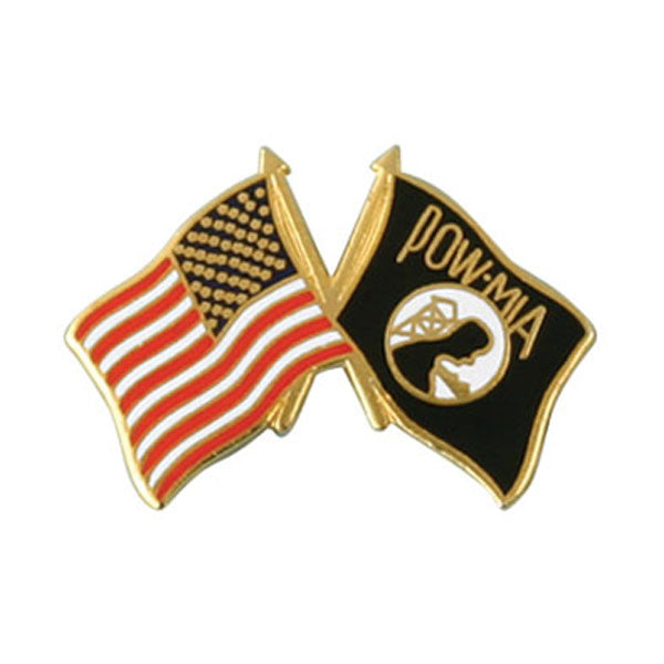 American and POW Crossed Flags on 1" Lapel Pin