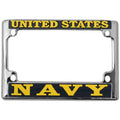 United States Navy in  Gold on Blue, Motorcycle Tag  Frame