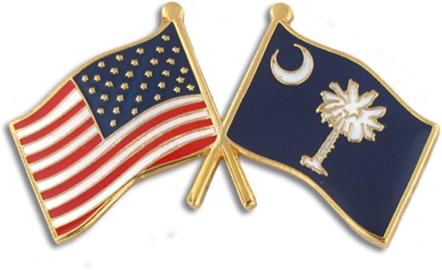 American and South Carolina flag crossed on 1"lapel pin