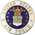 United States Air Force with Air Force Crest on Large 1.5" Round Lapel Pin