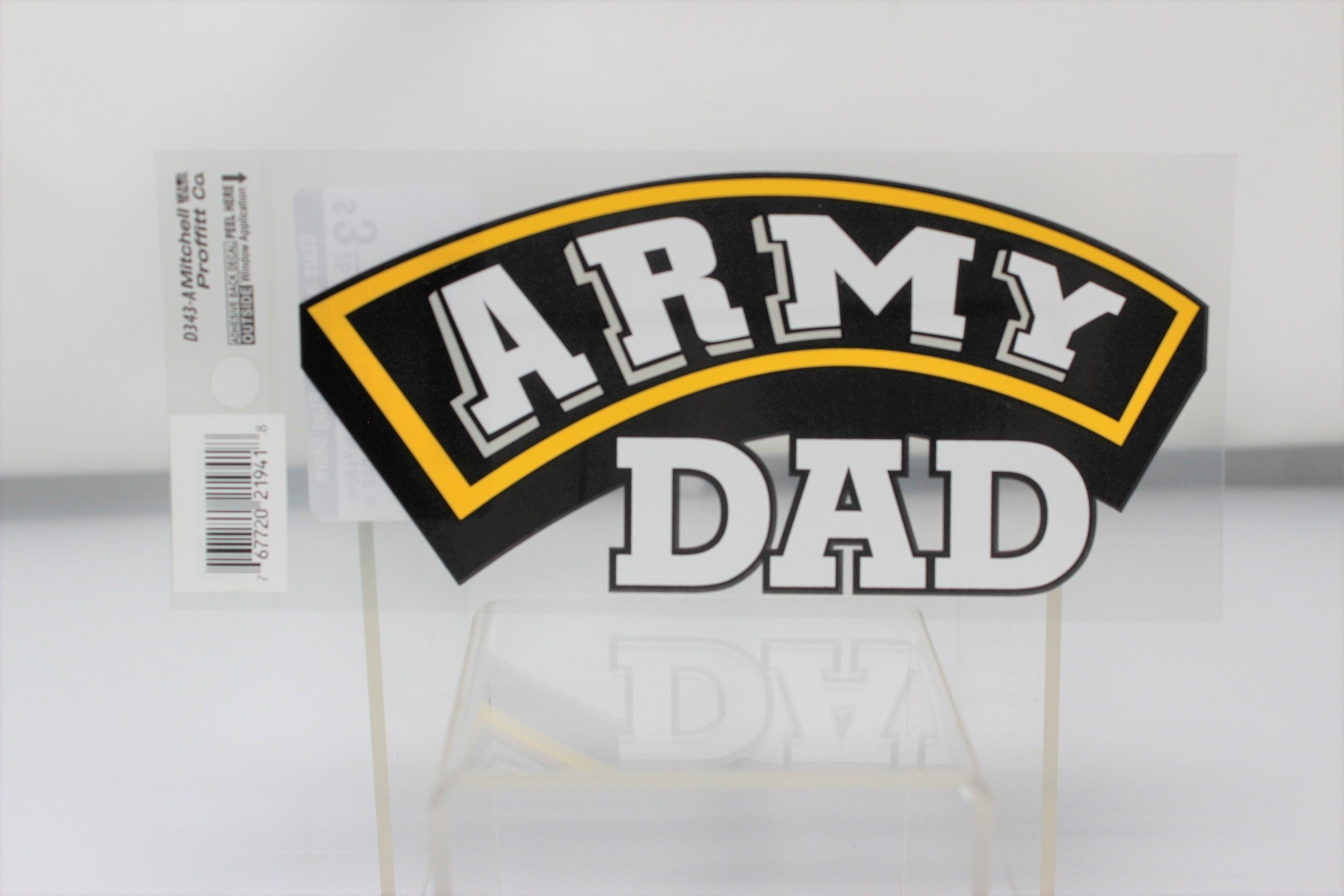 ARMY Block Letters inYellow and Black Banner with DAD in White Block Letters Decal