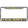 Navy Retired Chrome License Plate