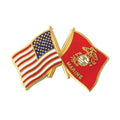 American and Marine Corps Crossed Flags on 1" Lapel Pin