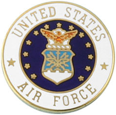 United States Air Force with Air Force Crest on 3/4" Round Lapel Pin