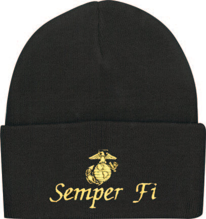 Marine Corp EGA Semper FI  DEMB on Black Watch Cap