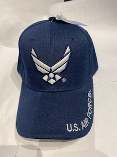 Air Force Ball Cap- Navy Blue, Writing on Lid