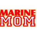 MARINE MOM Bold Block Letters in White, Yellow and Red Imprint Decal