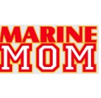 MARINE MOM Bold Block Letters in White, Yellow and Red Imprint Decal