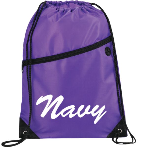 Navy on Purple 18x13 nylon drawnstring bag