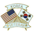 Korea Veteran w/American Flag 1 1/8 Pin