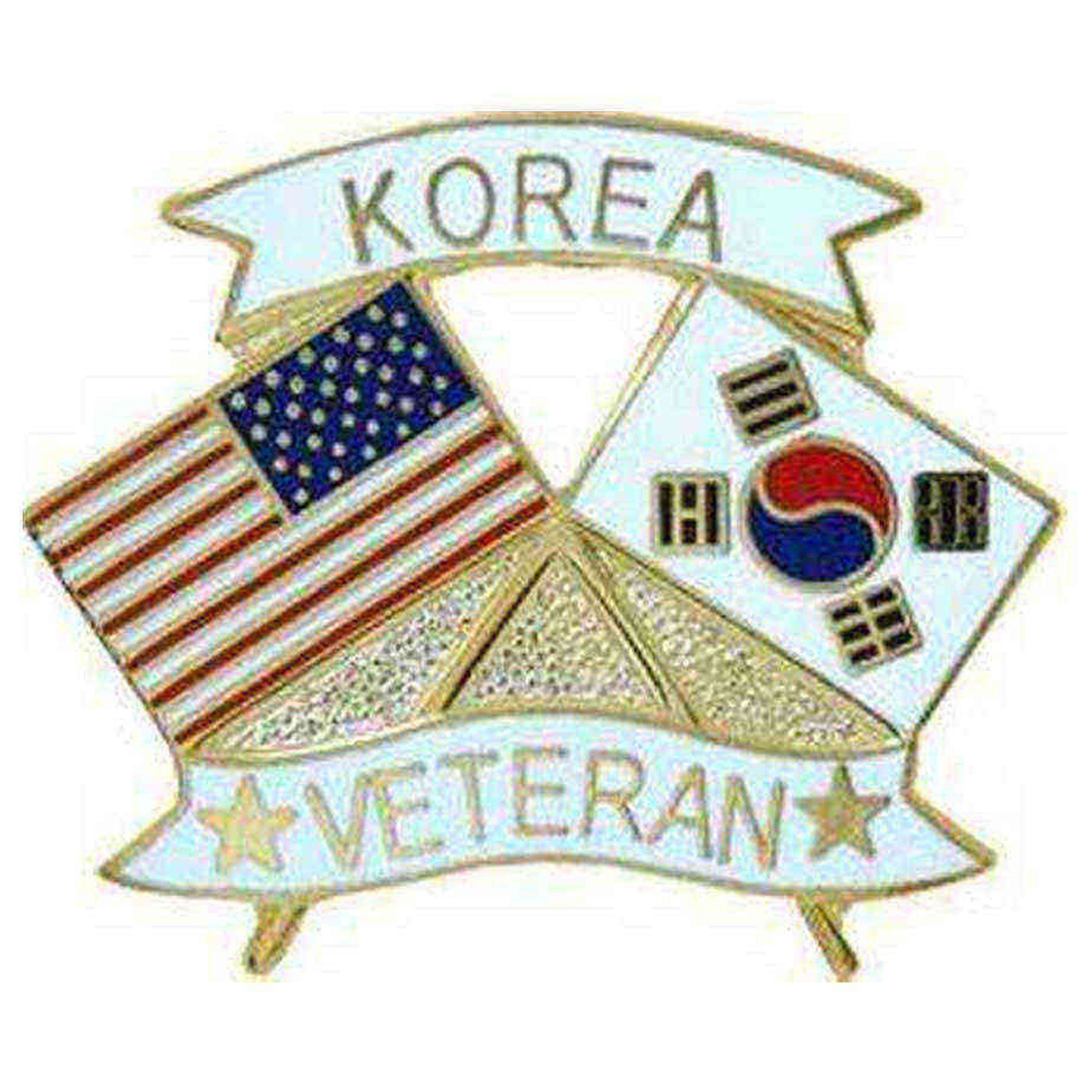 Korea Veteran w/American Flag 1 1/8 Pin