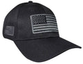 American Flag (Grey) Tactical Patch on Velcro Black Cap