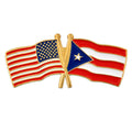 American and Puerto Rican Crossed Flags on 1" Lapel Pin