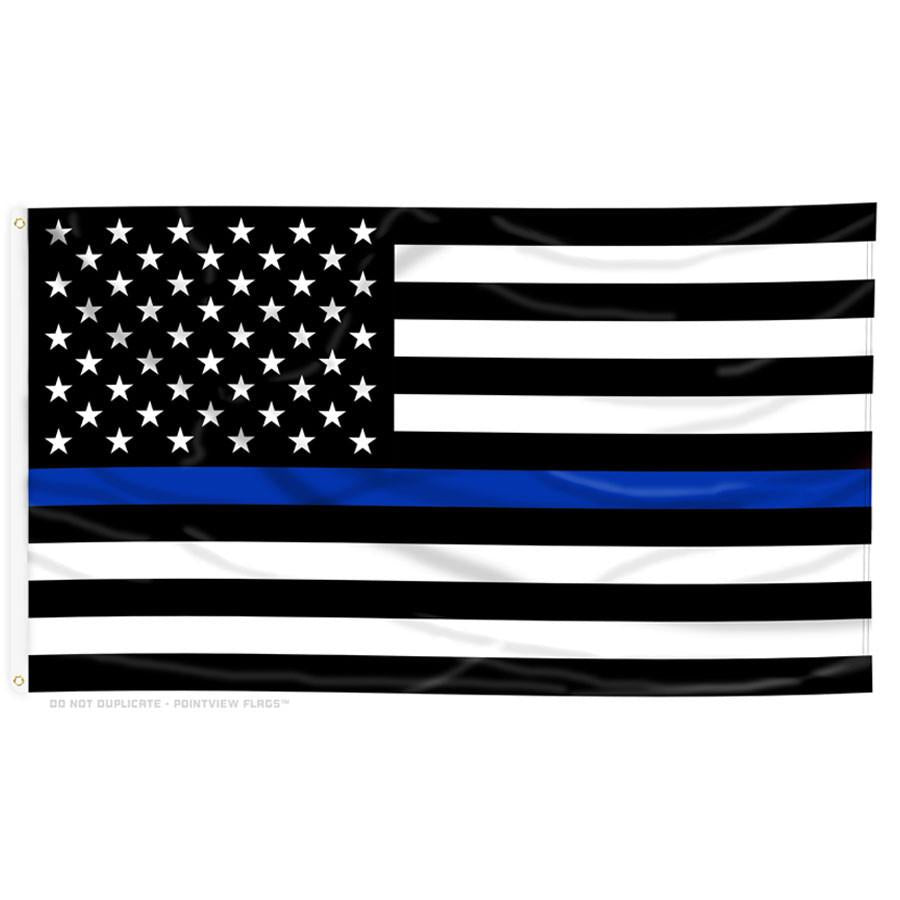 Black and White American Flag with Thin Blue Line Nylon FLag