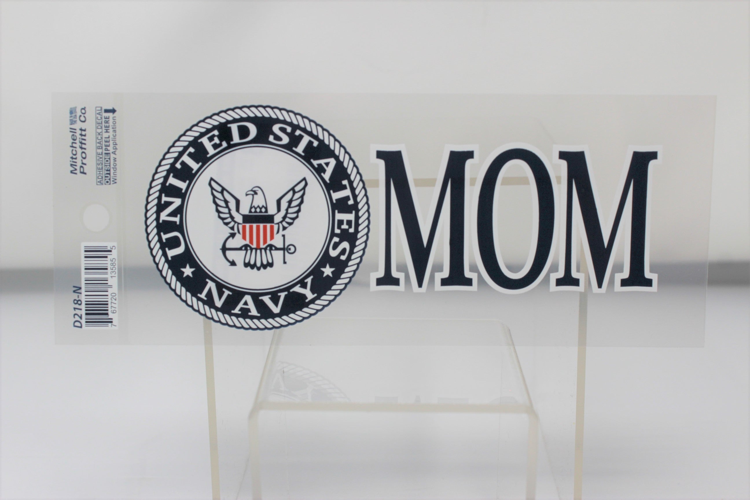Navy Mom w/Emblem 3x6.25" Decal