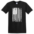 American Flag White Imprint Vertical Full Front Design on Black Shirt