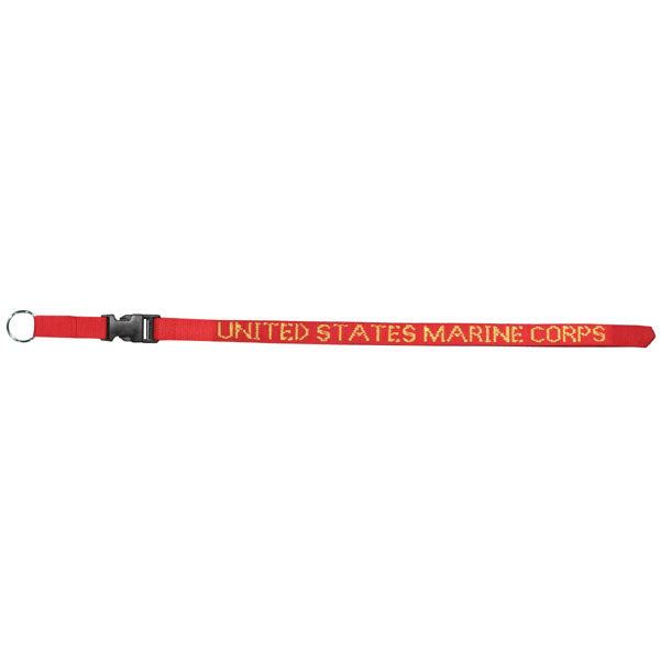 United States Marine Corps DEMB in Gold Thread on Removable Clasp Red Lanyard