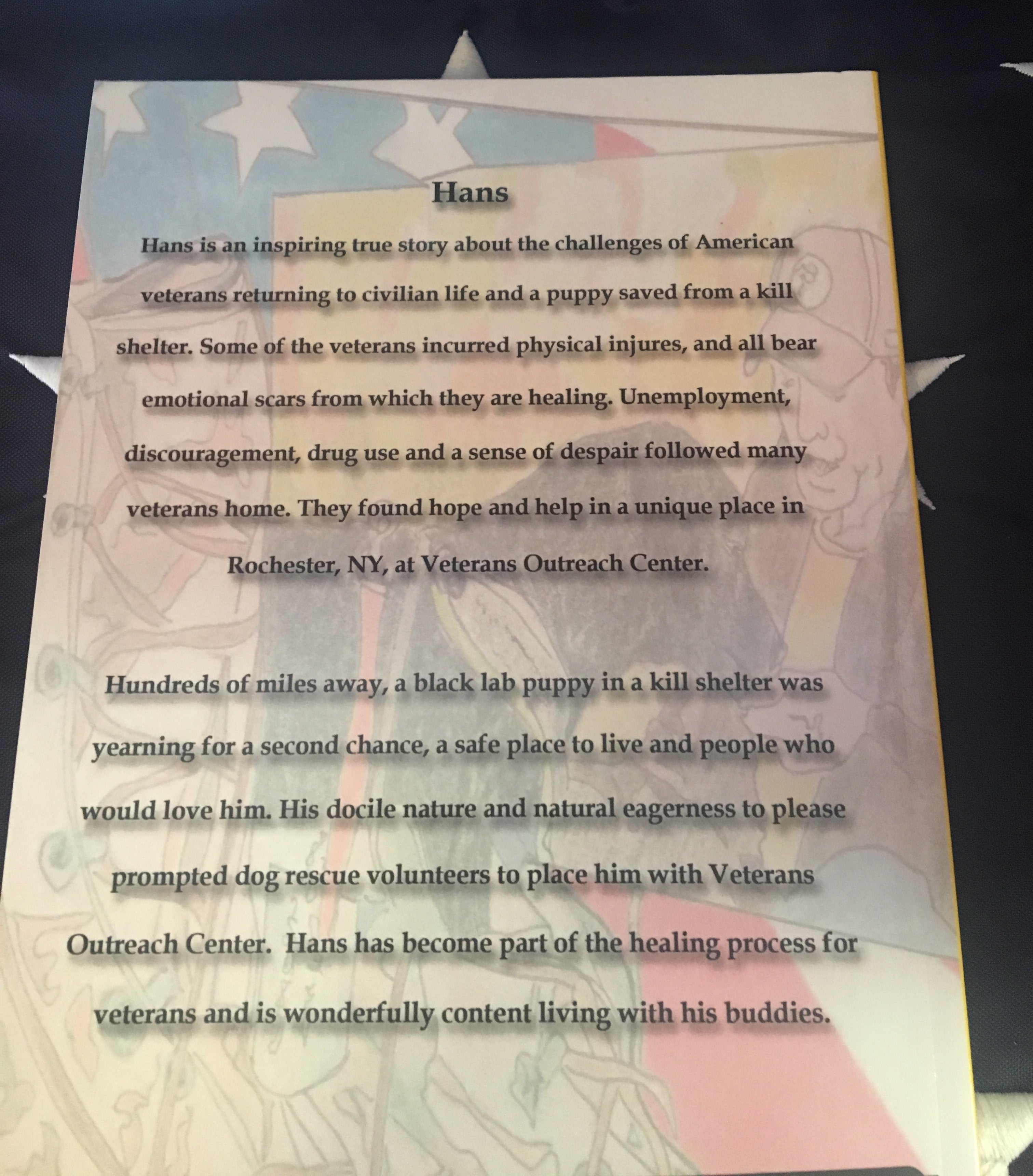 Hans, The Journey of A Kill Shelter Puppy and Homeless Veterans By Lynette Loomis