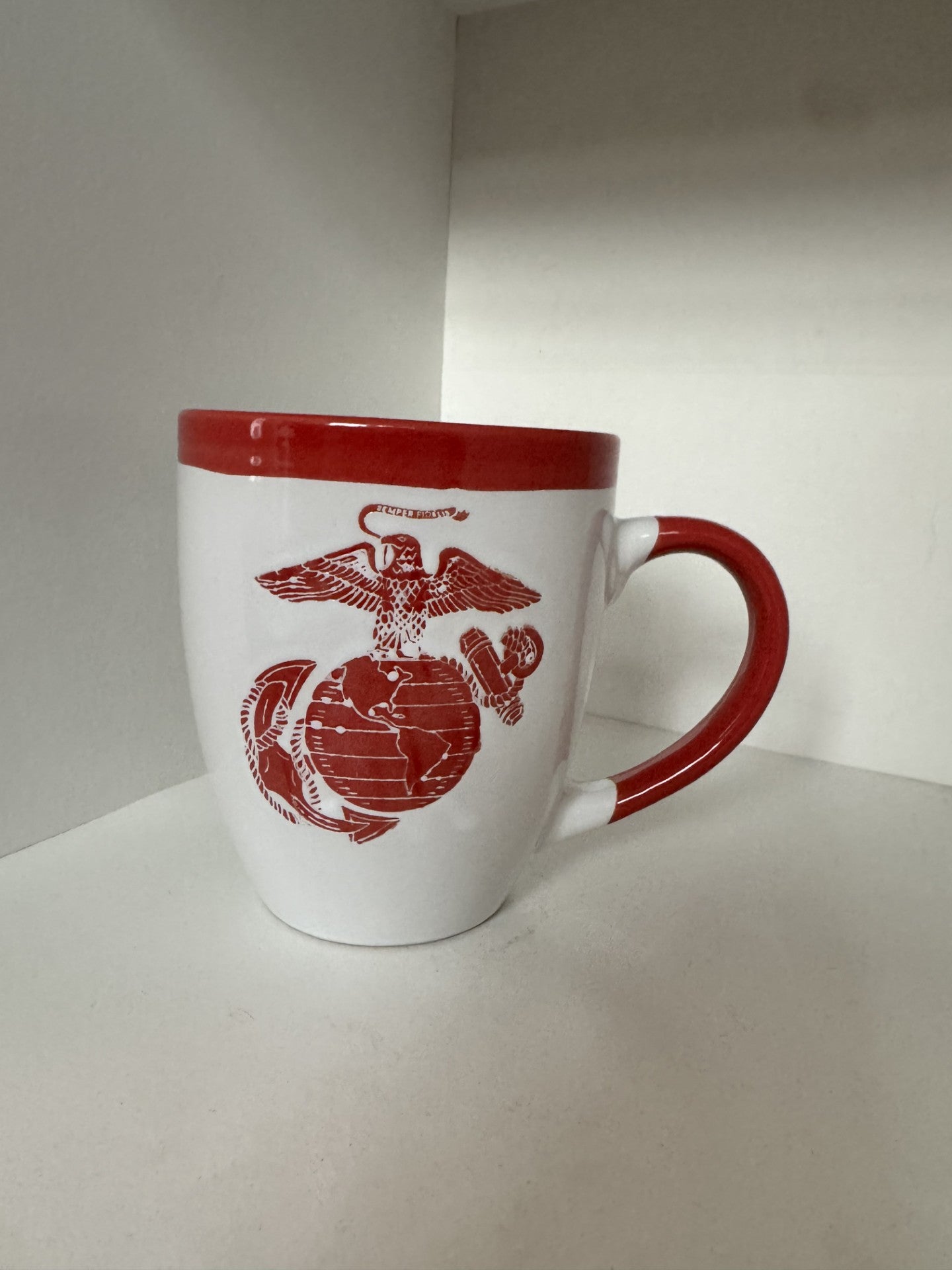 Marine Eagle Globe and Anchor White/Red 16oz Mug