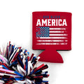God Bless American Red Can Koozie