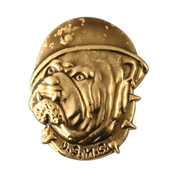 USMC Bulldog Bust Wearing Combat Helmet on 1" Lapel Pin