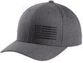 American Flag Tattered on Graphite Heather/Black Trucker cap