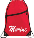 Marine on Red 18x13 Nylon Drawstring Bag