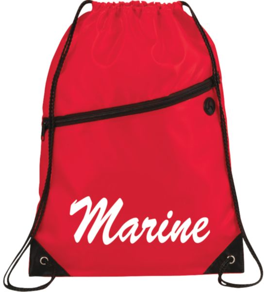 Marine on Red 18x13 Nylon Drawstring Bag