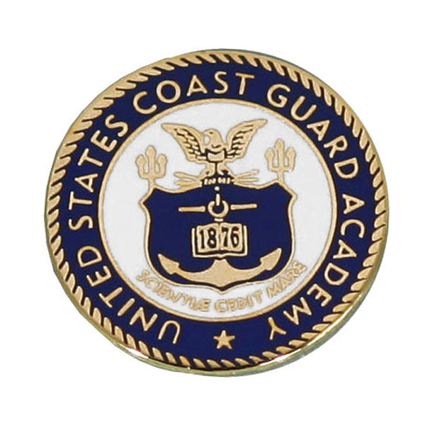 United States Coast Guard Academy Crest on 1" Round Lapel Pin
