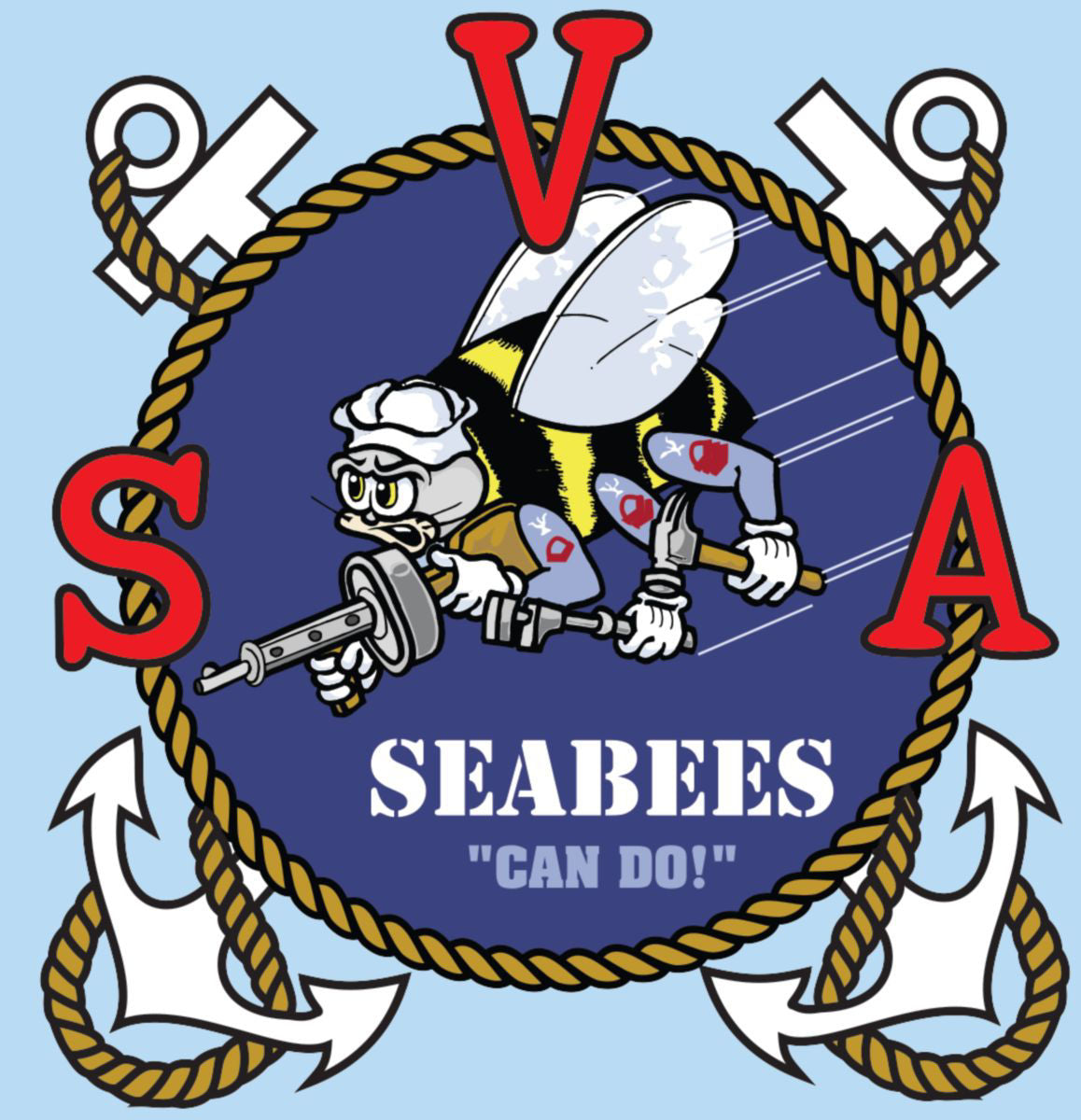 Seabees "VSA" Window Decal 5.3x3.75"