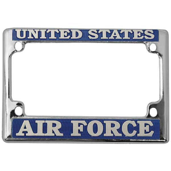 United States Air Force Metallic Silver on Blue  Chrome Motorcycle Tag Frame